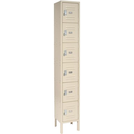 GLOBAL INDUSTRIAL Six Tier Locker, 12x12x12, 6 Door, Ready To Assemble, Tan 652054TN